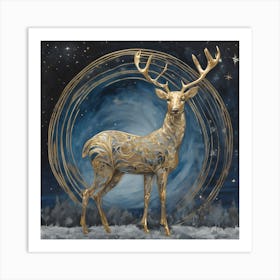 Deer In The Night Art Print