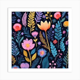 Floral Seamless Pattern 6 Art Print