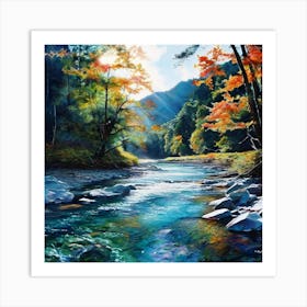 Watercolor Hurunui River Art Print