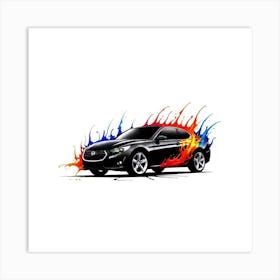 Car With Flames Art Print