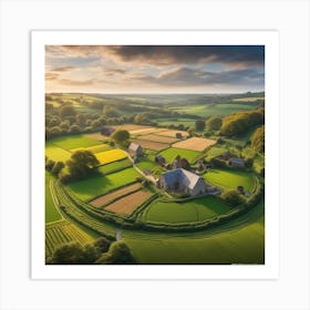 Sunrise Over A Cornish Village Art Print