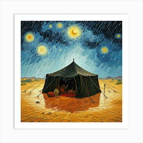 Rain In The Desert Van Gogh Style Art Print