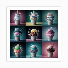 Unicorn Ice Cream Art Print