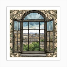 Window View Of Edinburgh Scotland In The Style Of William Morris 5 Art Print