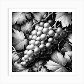Black And White Grapes 1 Art Print