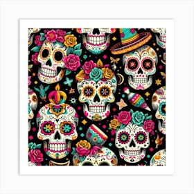 Day Of The Dead Skulls Art Print