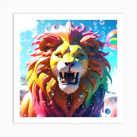 Lion With Bubbles 5 Art Print