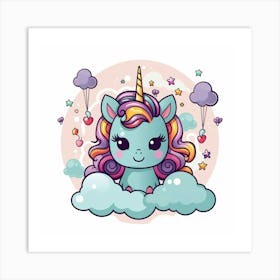 Unicorn With Rainbow Mane 43 Art Print