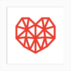 Heart Geometric Abstract Minimalist Simple Red 3 Art Print