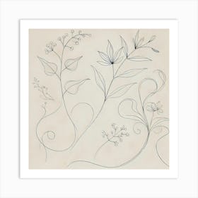 Elegant Botanical Line Art Wall Print A Graceful Depiction Of Nature S Beauty Through Minimalist Line Art, Perfect For Bringing A Touch Of Serenity And Elegance To Any Space Art Print Art Print