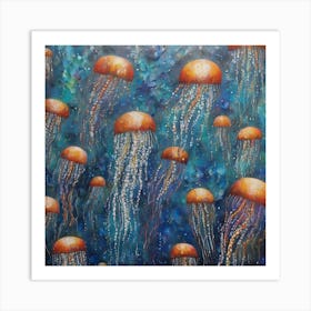 Shoal of jellyfish 8 Art Print