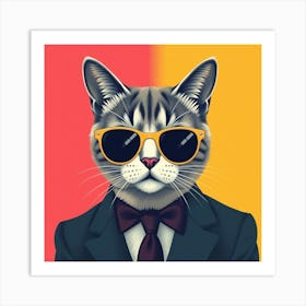 Cat In A Suit Art Print