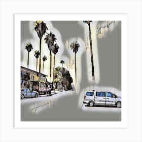 Palm Trees In The City Art Print