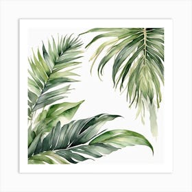 Green waves of palm leaf 7 Art Print