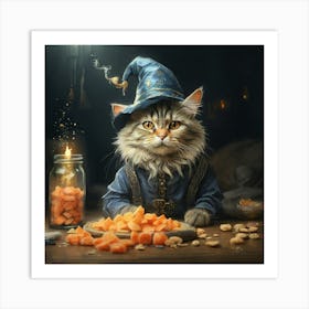 Cat In Wizard Hat Art Print