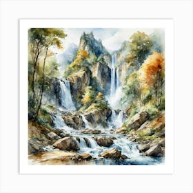 Fantasy Waterfall Scene Art Print