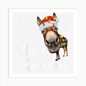 Merry Kissmyass Funny Donkey Lover Sarcastic Merry Christmas 1 Art Print