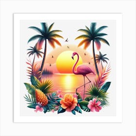 Flamingo At Sunset 11 Art Print