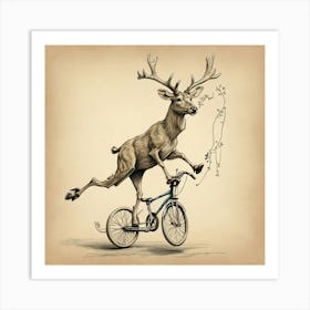 Deer On A Bike 9 Art Print