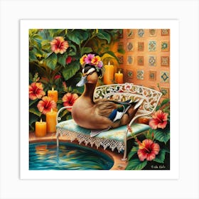 Duck In The Pool Art Print