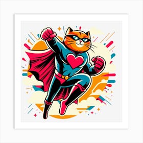 Valentine's Day Lovely Cat Superhero 22 Art Print