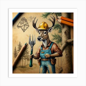 Deer In The Woods 33 Art Print