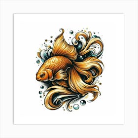 Illustration gold fish 2 Art Print