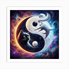 Yin Yang Cats 9 Art Print