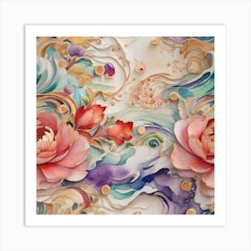 Watercolor Floral Painting Art Print