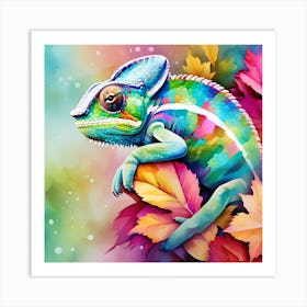 Colorful chameleon Art Print