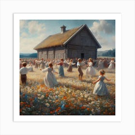 Swedish summer dance Art Print