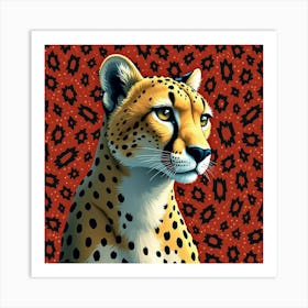 A Cheetah With A High Contrast, Graphic Design Background Art Print