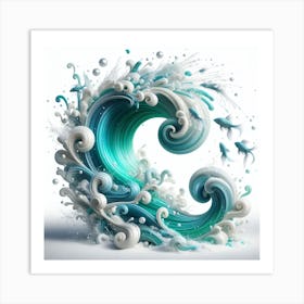 Azure Wave 1 Art Print