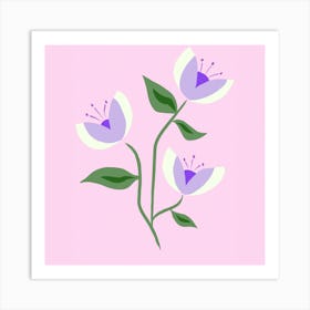 Flowers On A Pink Background Art Print