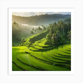 Rice Terraces In Bali, Indonesia, at Early Morning Art Print