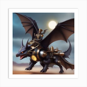 Steampunk Bat Dragon Art Print