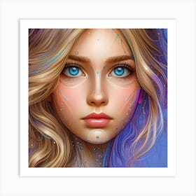 Girl With Blue Eyes 4 Art Print