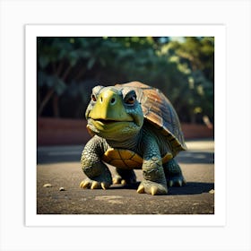 Turtle On The Road Art Print