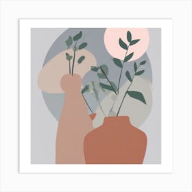 Two Vases With Plants Art Print