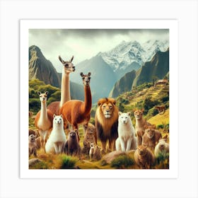 Llama Family Art Print