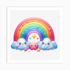 Rainbow And Stars 2 Art Print