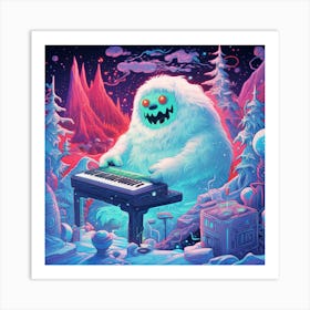 Snowman Playing Piano Art Print