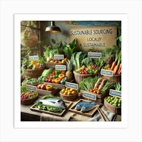 A Scene Representing Sustainable Sourcing Practice Art Print