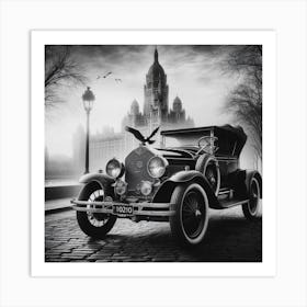 Antique Car In A City Art Print