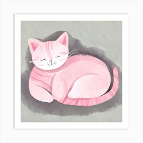 Pink Cat Art Print