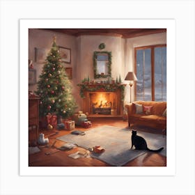 Christmas In The Living Room 1 Art Print