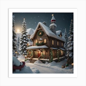 Christmas Cottage Art Print