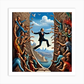 Man Jumping Out Of A Building Art Print