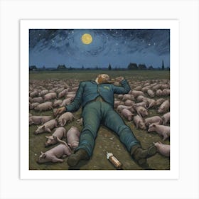 The Twilight Trance: Pigs in Pandemonium Pigs Art Print