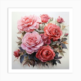 Pink Roses 1 Art Print